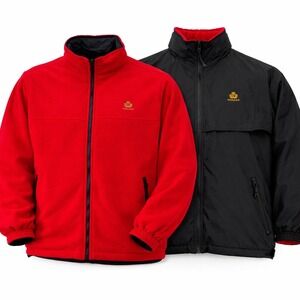Cunard Reversible Jacket Full Zip Men Large Red Black Nautical Fleece Nylon